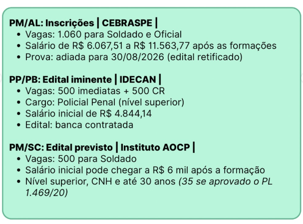 Levantamento reúne mais de 15 concursos policiais em andamento no país 3 Captura de tela 2026 07 06 184711
